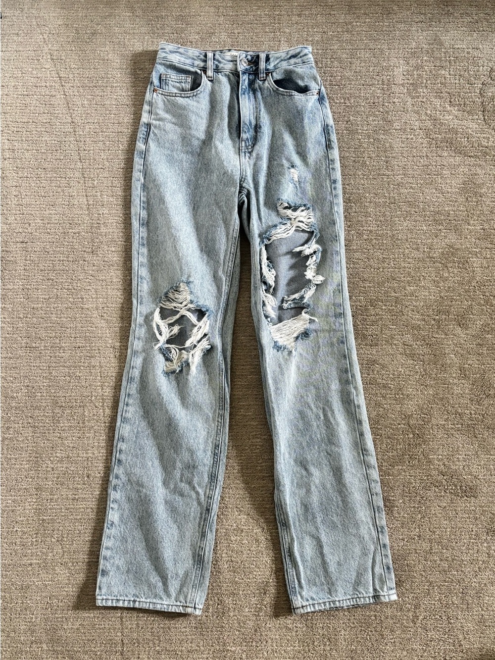 PacSun Light Blue Ripped Straight Leg Jeans
